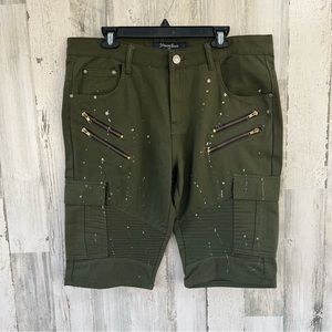 Diamond Stash Men’s Denim paint Splatter Jean Shorts Size 38